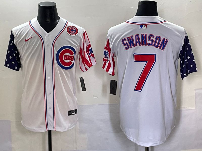 Men 2025 Chicago Cubs #7 Swanson White a generation of national flags Joint Name Nike MLB Jersey style 45